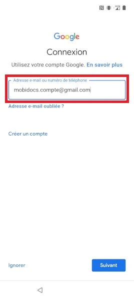 Connexion à votre compte Google