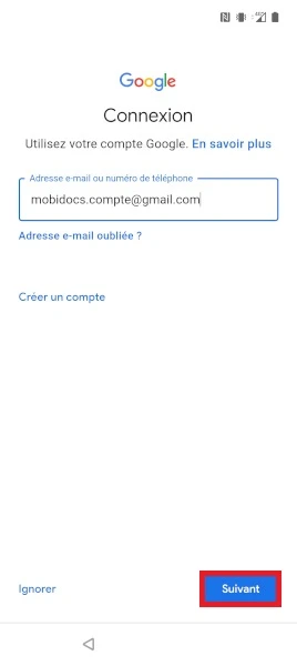 Connexion à votre compte Google