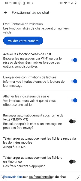 Fonctionnalité de Chat