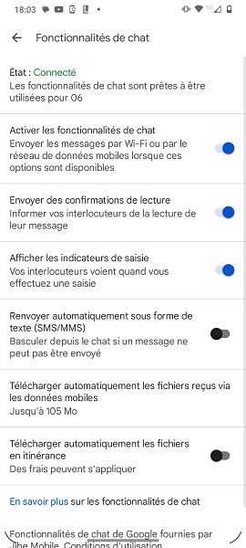 Fonctionnalité de Chat