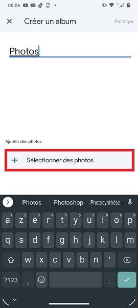 Possibilité de créer des albums personnalisés