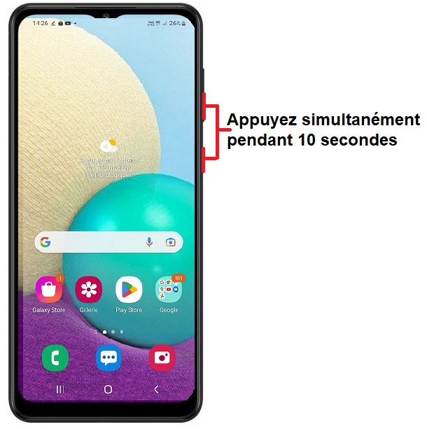 Forcer le redémarrage du Samsung Galaxy A02