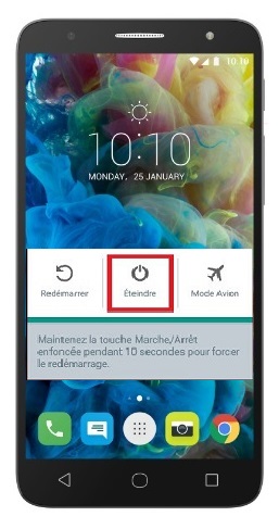 Comment éteindre son Alcatel Pop 4 ?