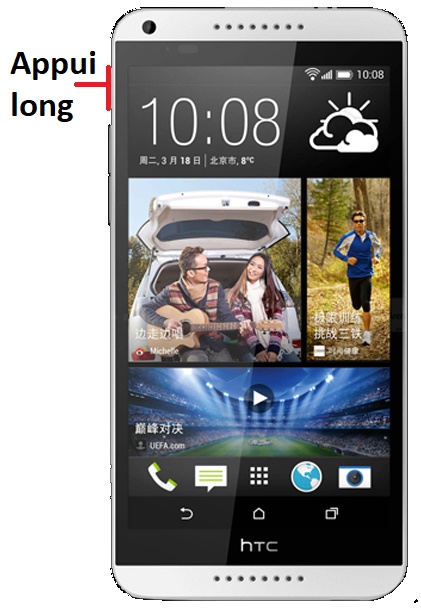 Comment éteindre son HTC Desire 816 ?