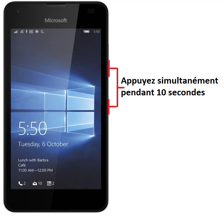 Forcer l’arrêt mon Microsoft Lumia 550 ?