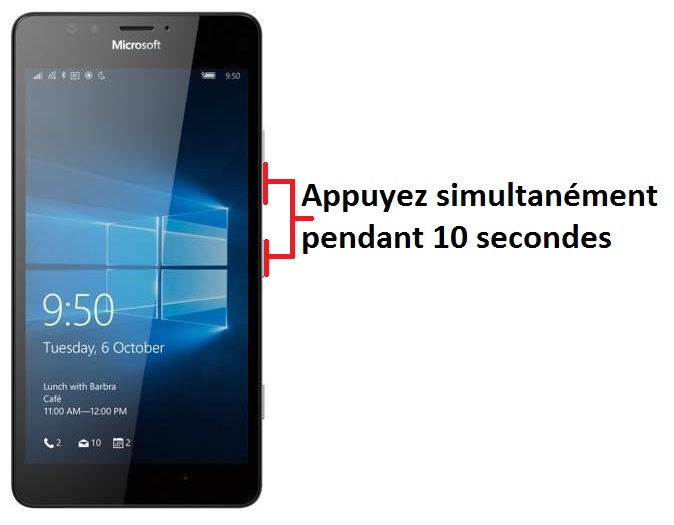 Forcer l'arrêt si le Microsoft Lumia 950 est bloqué