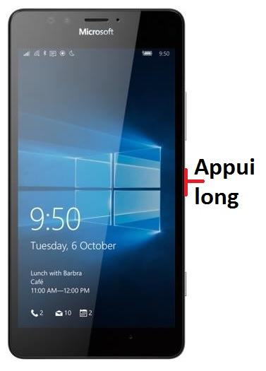 Comment éteindre le Microsoft Lumia 950 ?