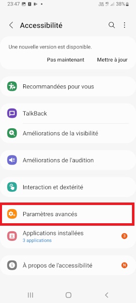 Configurer un témoin lumineux sur le flash du Samsung ?