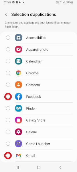Configurer un flash écran pour notification du Samsung ?