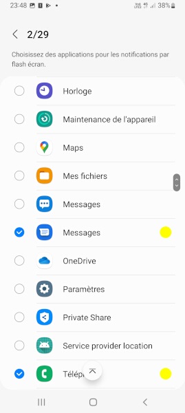 Configurer un flash écran pour notification du Samsung ?
