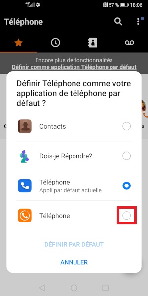 Définir l’application par défaut.