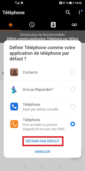 Définir l’application par défaut.