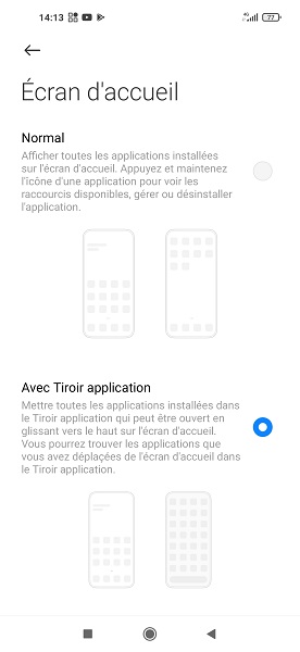 Ajouter le tiroir d’application