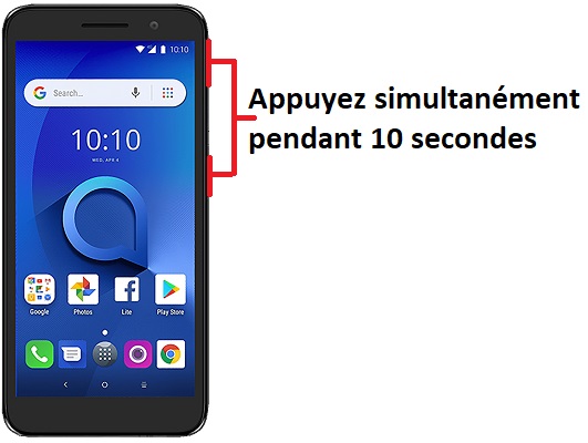 Forcer l'arrêt si le Alcatel 1 est bloqué