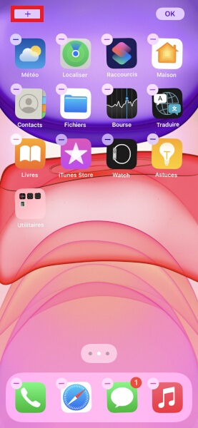 Installation des widgets sur l’écran d’accueil.