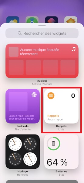 Installation des widgets sur l’écran d’accueil.