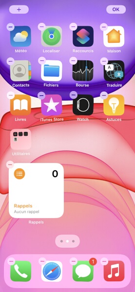 Installation des widgets sur l’écran d’accueil.