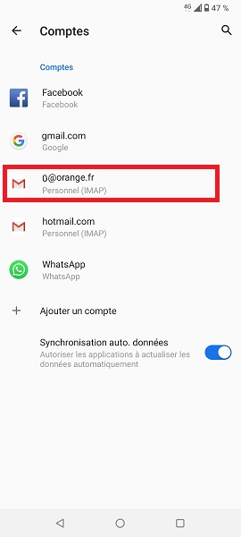 Supprimer un compte e-mail