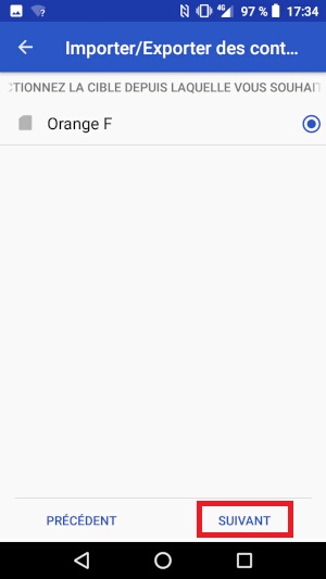 Importer contacts du téléphone vers la SIM.