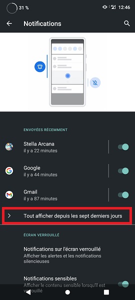 Accédez via les paramètres