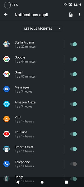 Accédez via les paramètres