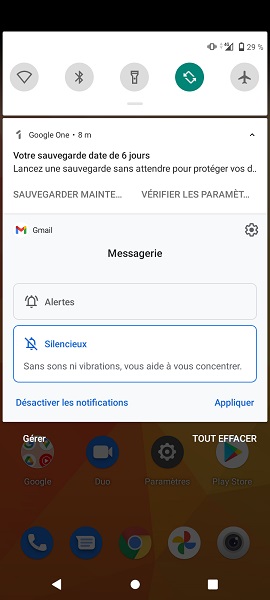 Comment désactiver ou mettre en mode silencieux les notifications reçues ?
