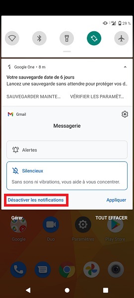 Supprimer l’alerte de la notification