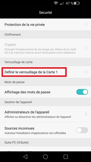 Changer votre code PIN de son Honor 4X