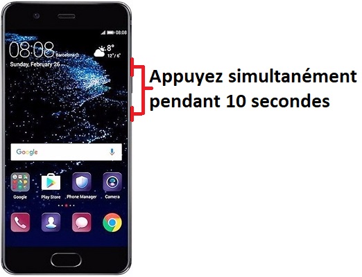 Forcer l'arrêt si le Huawei P10 est bloqué