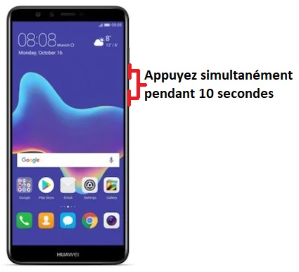 Forcer l'arrêt si le Huawei Y9 2018 est bloqué