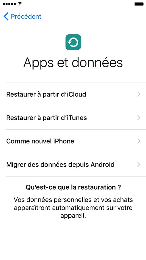 Restaurer ou configurer comme nouvel iPhone