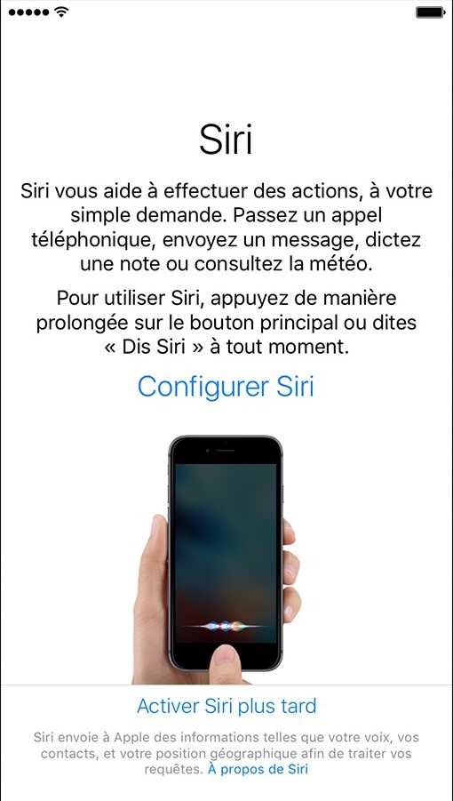 Paramétrer iCloud, Siri et Localiser mon iPhone