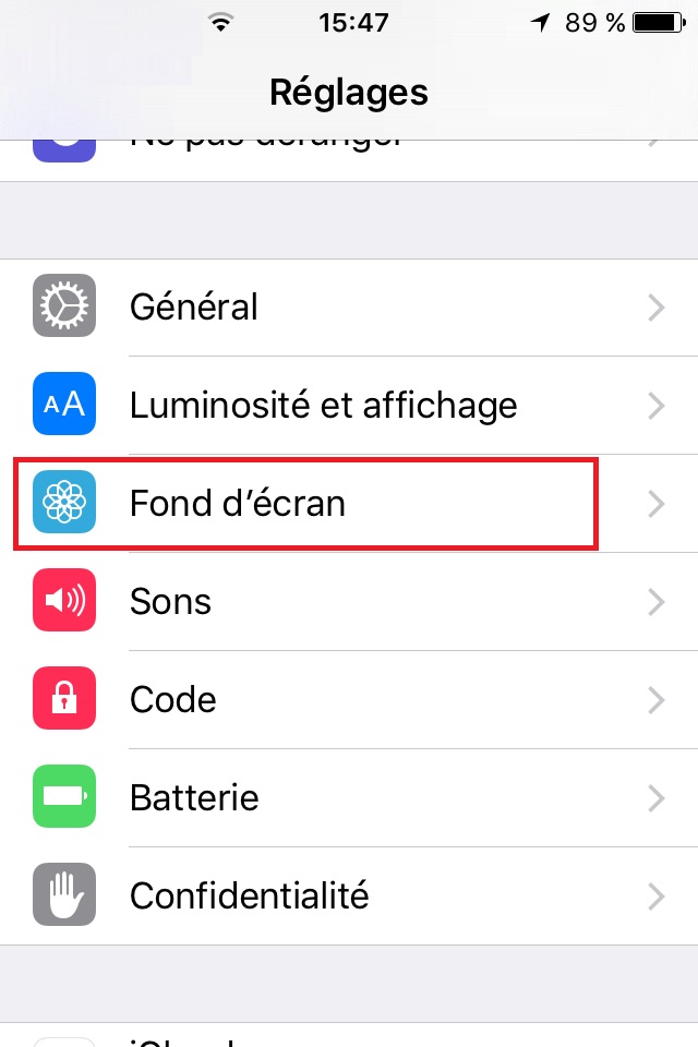 Changer le fond d’écran