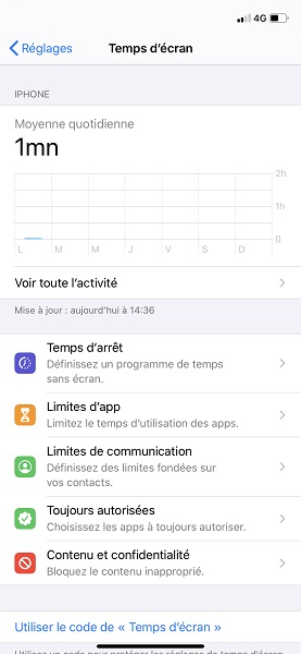 Régler et utiliser la fonction temps écran sur votre iPhone