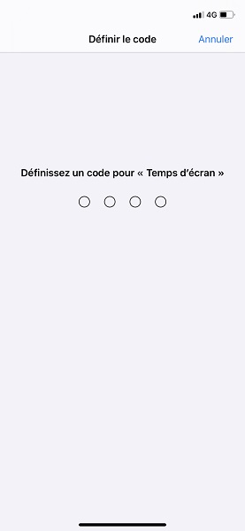 Réglez le code du temps écran.