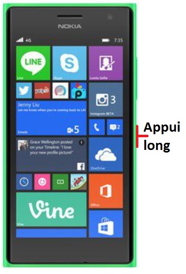 Comment éteindre son Nokia Lumia 735 ?