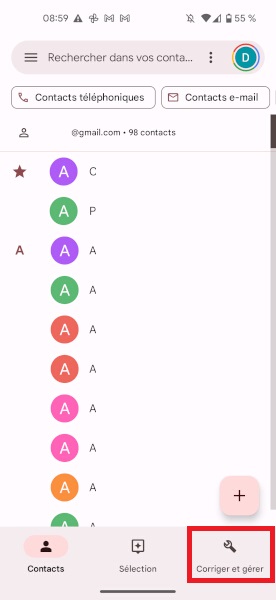 Importer les contacts depuis une carte SIM