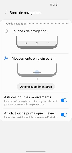 Comment activer la navigation par gestes ?
