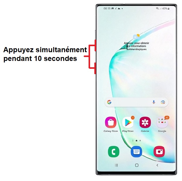 Forcer l’arrêt si le Samsung Galaxy Note 10 est bloqué