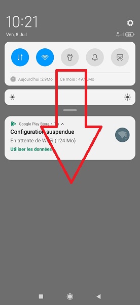 Capture d’écran via les notifications
