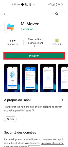 Télécharger Mi Mover sur votre ancien smartphone Android.