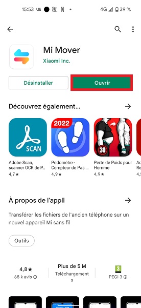 Télécharger Mi Mover sur votre ancien smartphone Android.