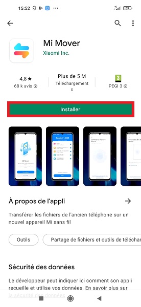 Télécharger Mi Mover sur votre nouveau Xiaomi.