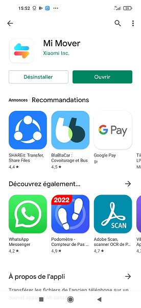 Télécharger Mi Mover sur votre nouveau Xiaomi.
