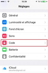 Iphone IOS 9 reglages code