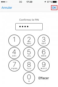 contact code pin ecran verrouillage iPhone 6 confirmer pin