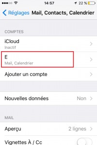 Iphone IOS 9 compte mail selection