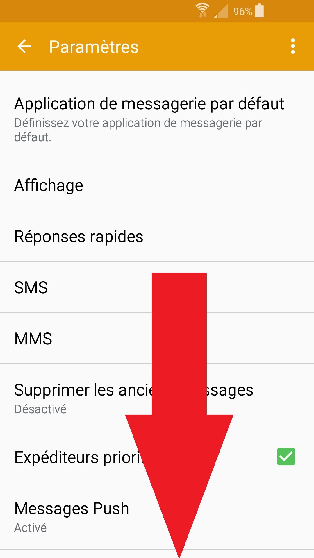 SMS Samsung android 5 . x--message-defil-bas