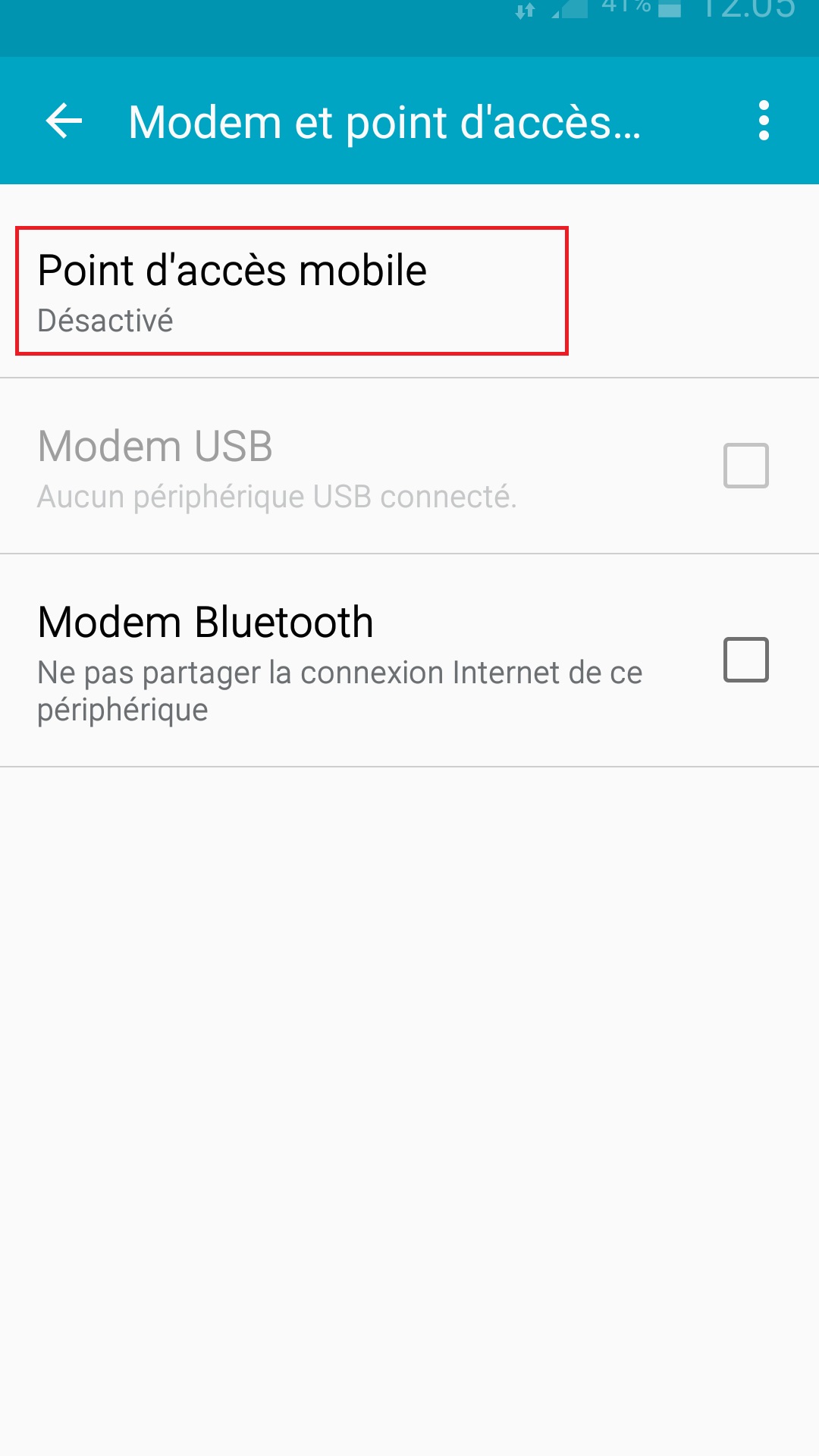 internet Samsung android 5 . x modem et point d'acces2