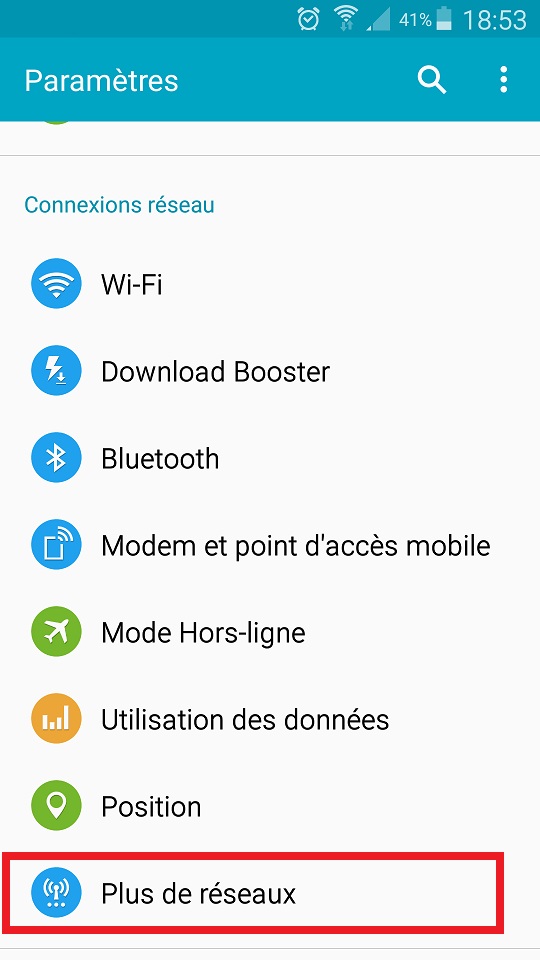 internet Samsung android 5 . x menu plus de réseaux